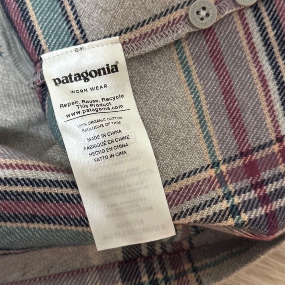 Patagonia Women Plaid Flannel Dress M Grey Organic Cotton Gorpcore Tunic Dress - Picture 8 of 12